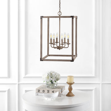 Magnolia Adjustable Iron Rustic Farmhouse LED Pendant - JONATHAN Y